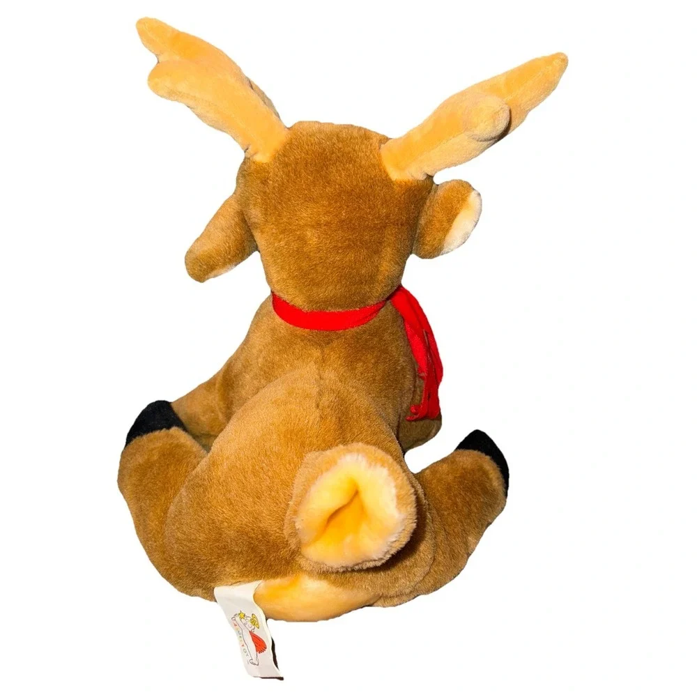 Angle Toy Reindeer Deer Plush Red Scarf Stuffed Animal Realistic Xmas Toy 12